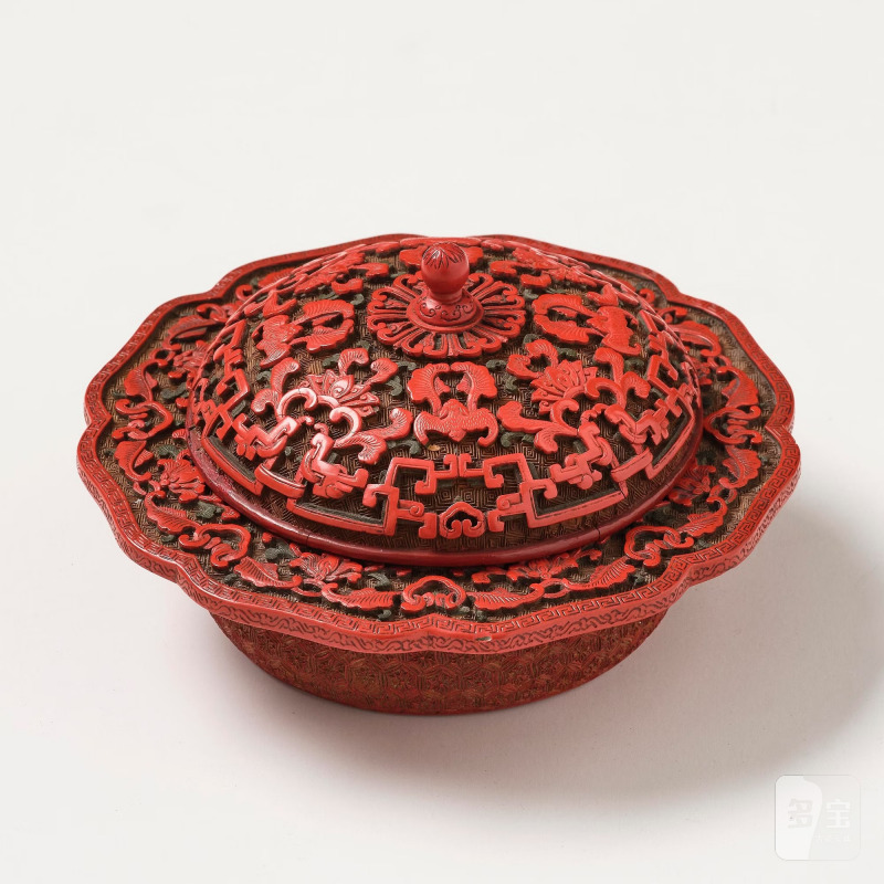 A Chinese three-colour lacquer box and cover, - 图5